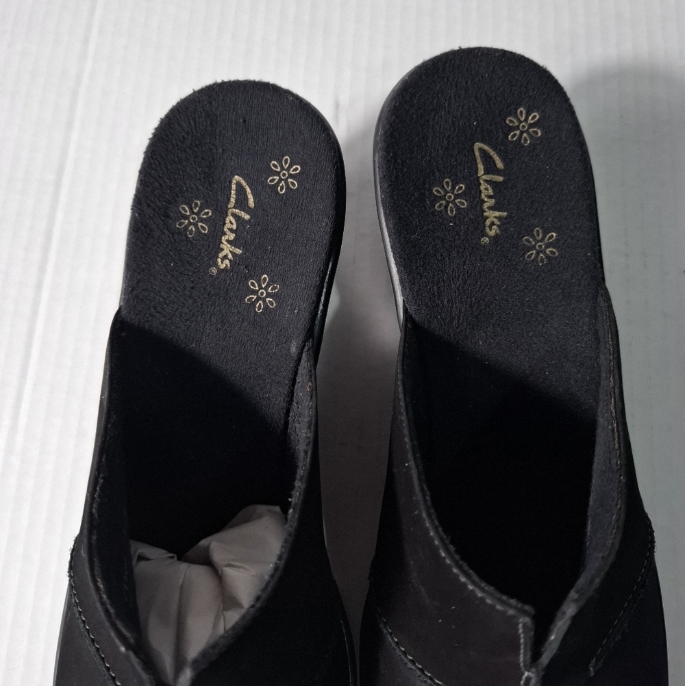 Clarks Women’s Leather Clogs Black Size 9.5M Slip On Shoes - Picture 8 of 10